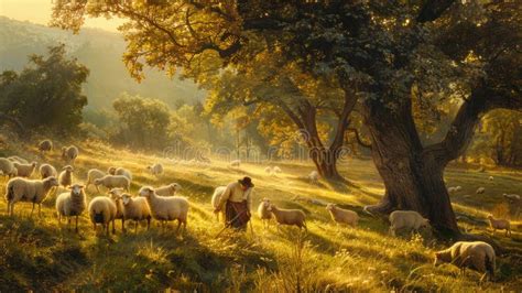 Pastores españoles con ovejas en un paisaje rural