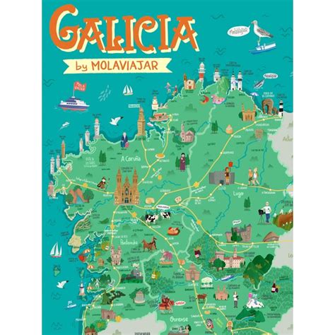 Mapa de Galicia con puntos de interés gastronómico