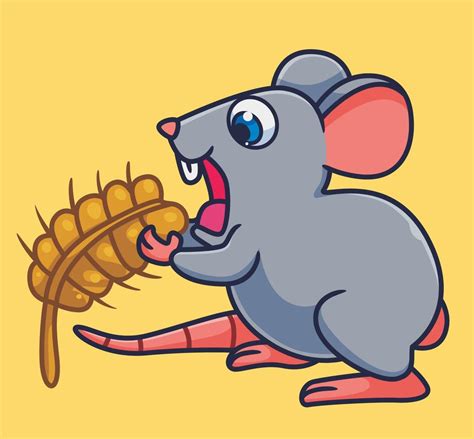 Ilustración de un ratón comiendo granos