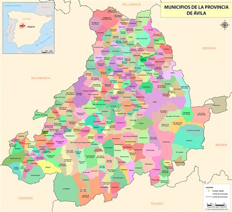 Mapa de España con la provincia de Ávila destacada