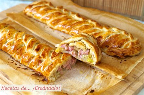 Trenza de hojaldre rellena de carne picada
