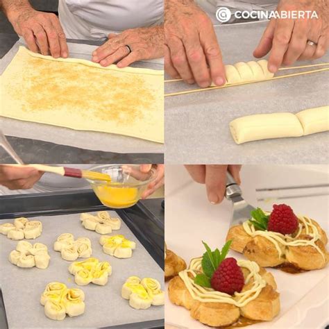 Flores de hojaldre listas para servir