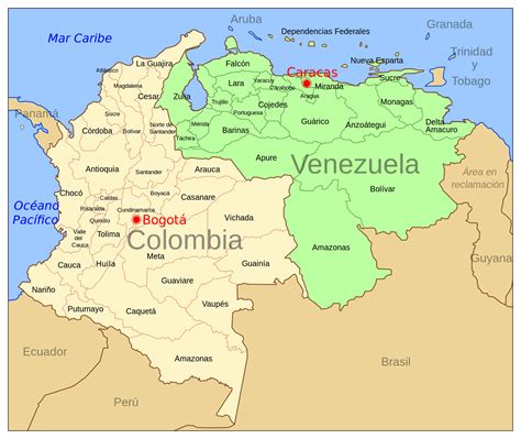 Mapa de Venezuela y Colombia con arepas destacadas