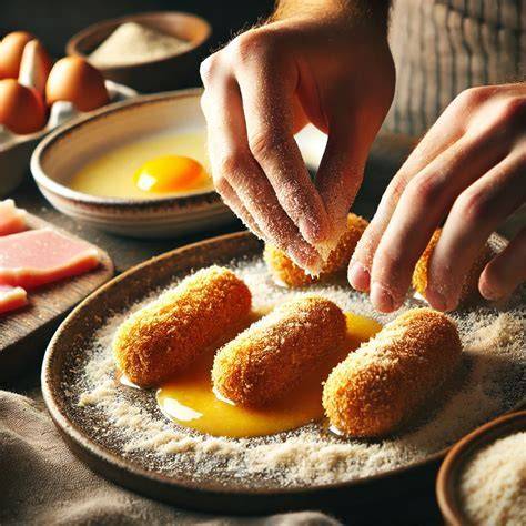 Proceso de rebozado de croquetas