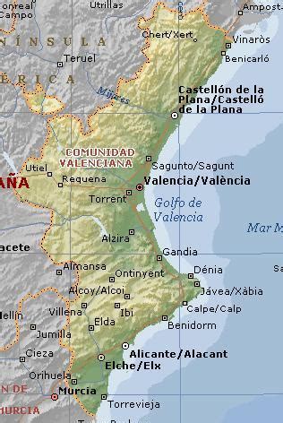 Mapa de la Comunidad Valenciana destacando la zona de la Albufera