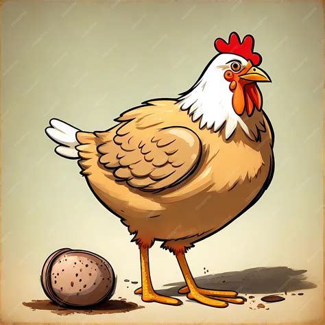 Ilustración de una gallina poniendo huevos y un cerdo junto a un plato de jamón.