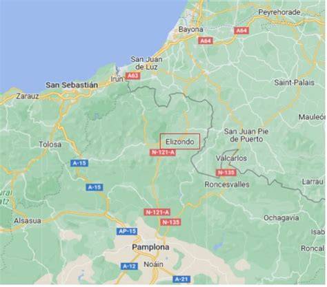 Mapa de Navarra destacando Elizondo