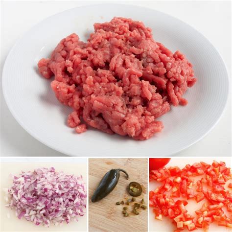 Ingredientes para sofrito de carne picada