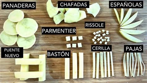 Proceso de corte de patatas y sofrito de ajo y cebolla