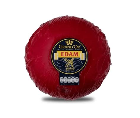 Queso Edam con su característica capa de cera roja