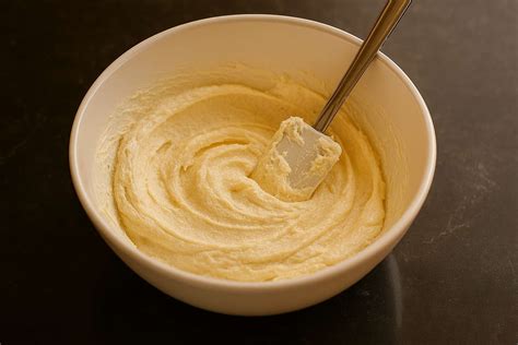 Masa de crêpes en un bol con varillas