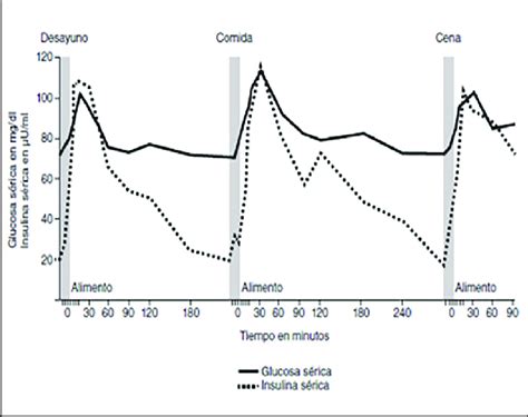 Gráficos comparativos de la respuesta de glucosa e insulina al consumir arroz solo vs. arroz con lentejas