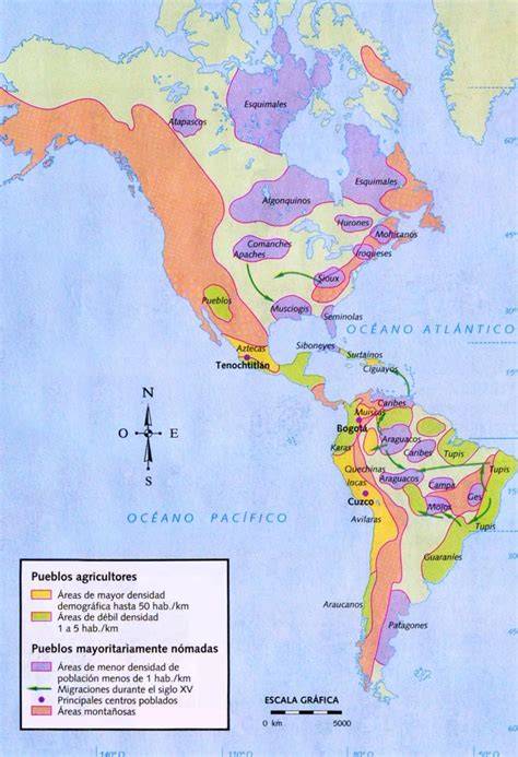 Mapa de origen de las alubias en América
