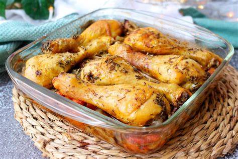 Muslos de pollo al horno con nata e ingredientes