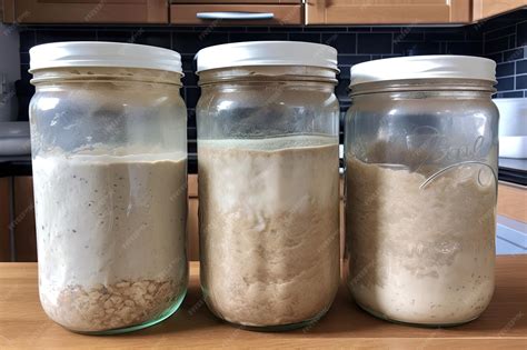 Imágenes de masa de pan en diferentes etapas de fermentación
