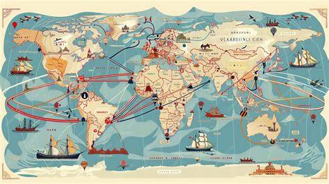 Mapa de rutas comerciales del bacalao histórico