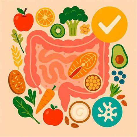 Ilustración sobre la digestión y la flora intestinal