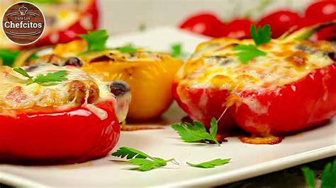 Tabla nutricional de pimientos rellenos de pollo y verduras