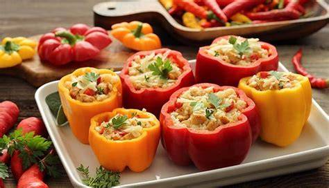 Pimientos morrones preparados para rellenar