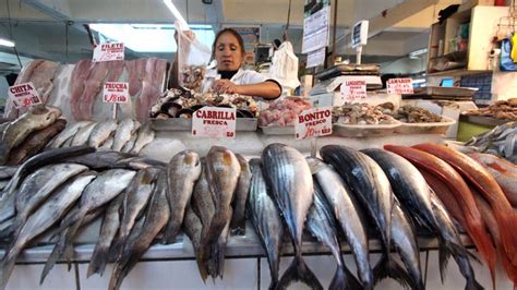 Pescado caballa fresco en un mercado