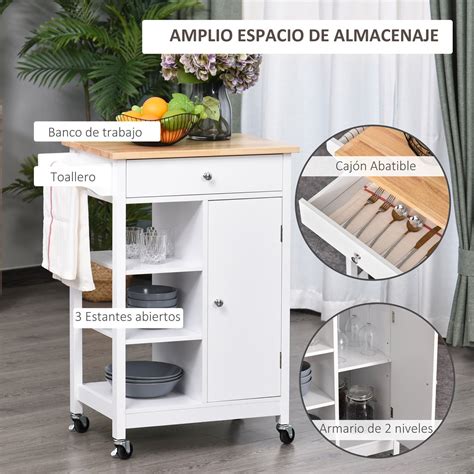Carrito de parrilla multifuncional con espacio de almacenamiento