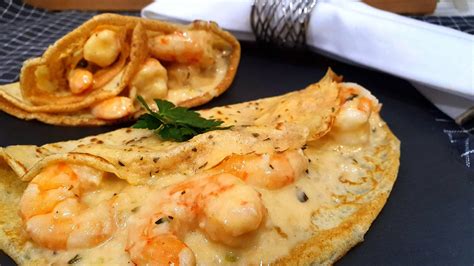 Crepes rellenos de langostinos