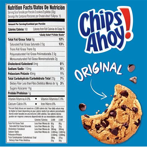 Tabla nutricional de galletas Chips Ahoy
