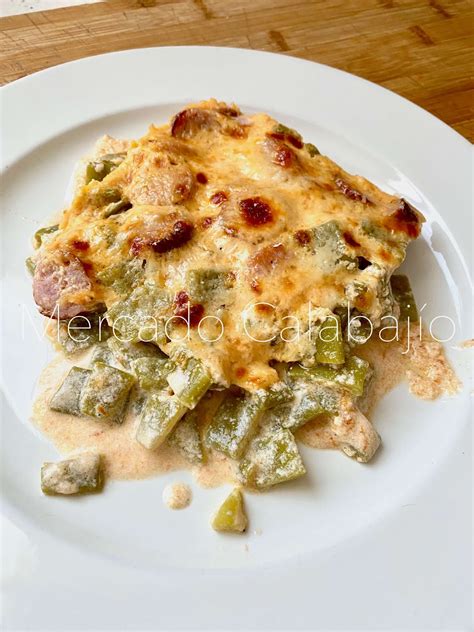 Ingredientes para judías verdes gratinadas con chorizo y queso