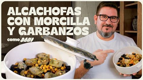 Alcachofas con morcilla en un plato
