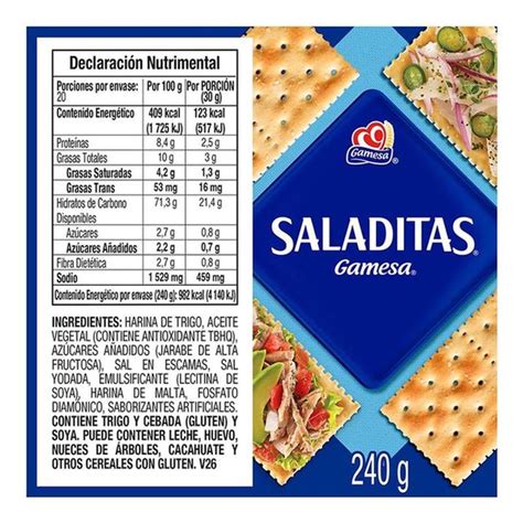 Tabla nutricional comparativa de galletas saladas