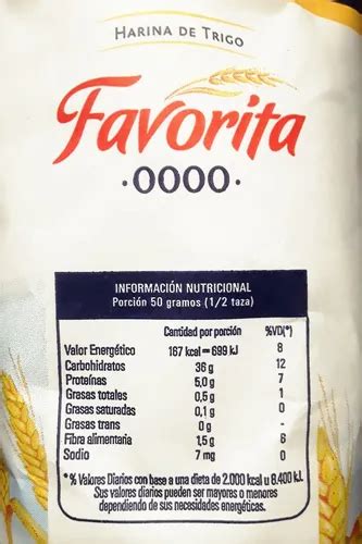 Etiquetas de harina con información nutricional