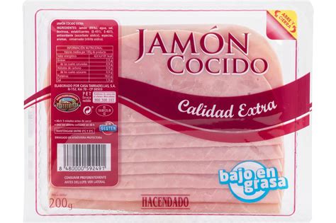 Tabla nutricional del jamón cocido extra