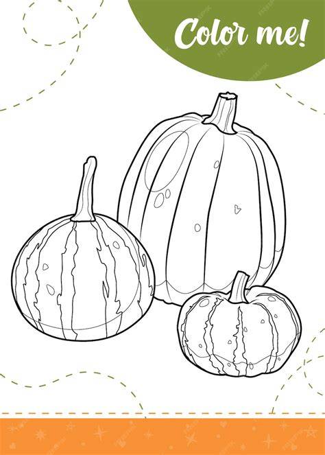 Variedad de calabazas de otoño para colorear