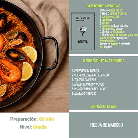 Ingredientes frescos para preparar una fideuá de marisco