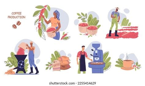 Ilustración de una persona tostando café en casa