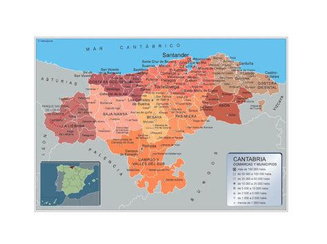 Mapa de Cantabria con indicación de zonas panaderas