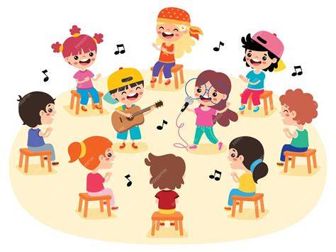 Niños cantando en un círculo