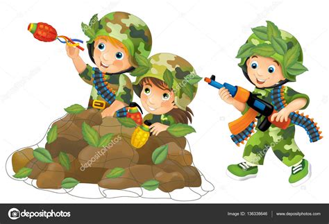 Niños jugando a soldados