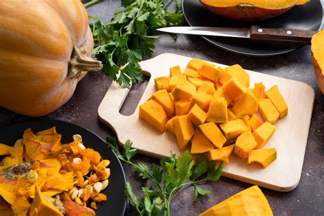 Calabaza troceada lista para asar
