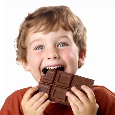 Niño comiendo chocolate con almendras