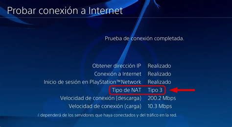 Tipo de NAT mostrado por una PlayStation