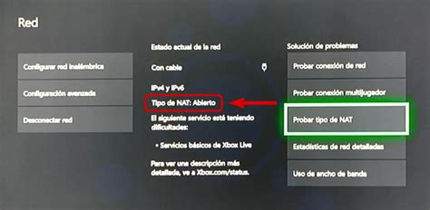 Tipo de NAT mostrado por una Xbox