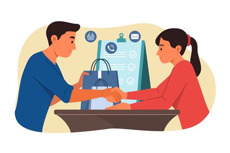 Ilustración de un personal amable atendiendo a un cliente en un restaurante