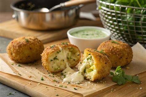 Croquetas de coliflor doradas y crujientes