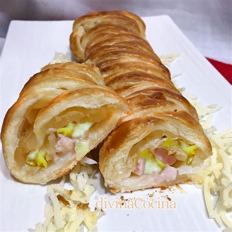 Trenza de hojaldre salada