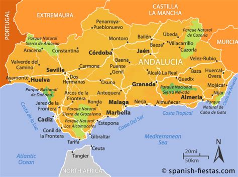Mapa de Andalucía y Extremadura resaltando Málaga, Granada y Badajoz