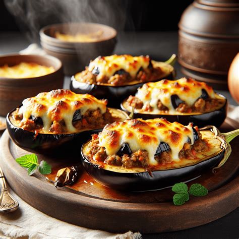 Berenjenas rellenas de carne y queso gratinado