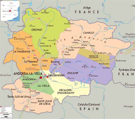 Mapa de Andorra con sus principales ciudades