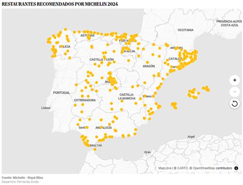Mapa de los restaurantes recomendados en Oviedo
