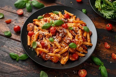 Plato de pasta fresca con salsa en La Mafia se sienta a la mesa
